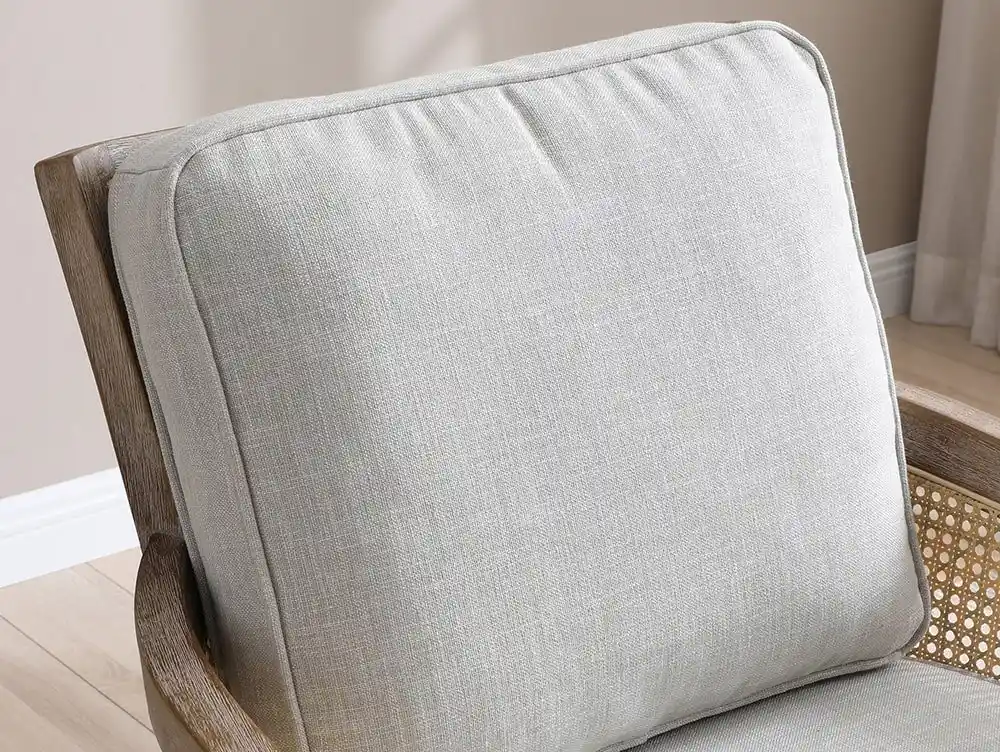 Kyoto Kyoto Cecilia Rattan and Grey Fabric Accent Chair