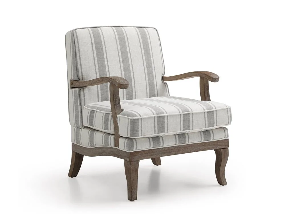 Kyoto Kyoto Colwell Grey Stripe Linen Accent Chair