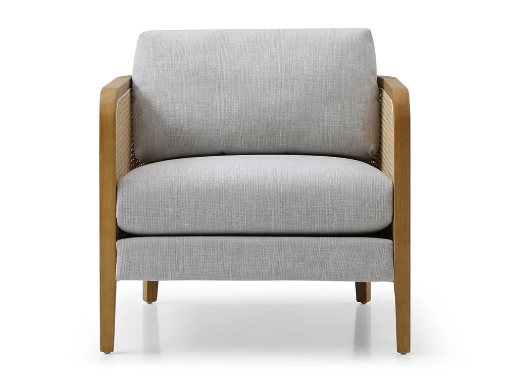 Kyoto Kyoto Mabel Rattan and Grey Fabric Accent Chair