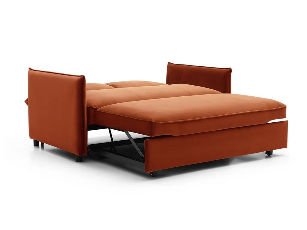 Kyoto Kyoto Blaire Burnt Orange Velvet Sofa Bed