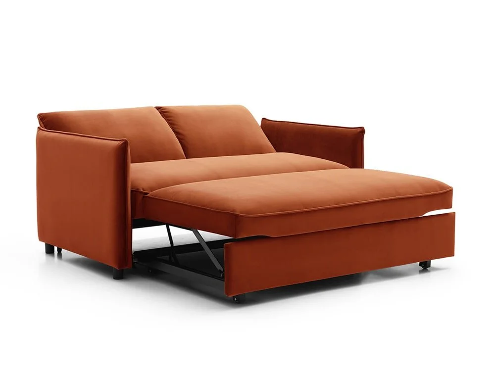 Kyoto Kyoto Blaire Burnt Orange Velvet Sofa Bed