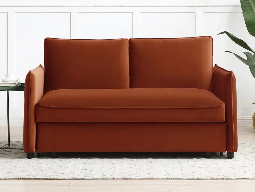 Kyoto Kyoto Blaire Burnt Orange Velvet Sofa Bed