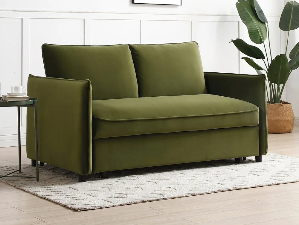 Kyoto Kyoto Blaire Olive Velvet Sofa Bed