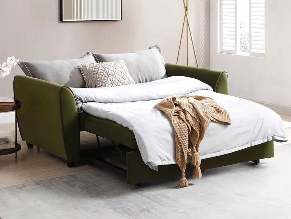 Kyoto Kyoto Willow Olive Green Velvet Sofa Bed