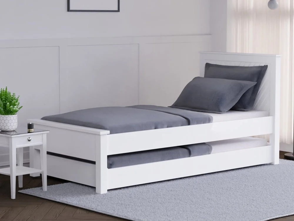 Kyoto Kyoto Chevron 3ft Single White Wooden Guest Bed Frame