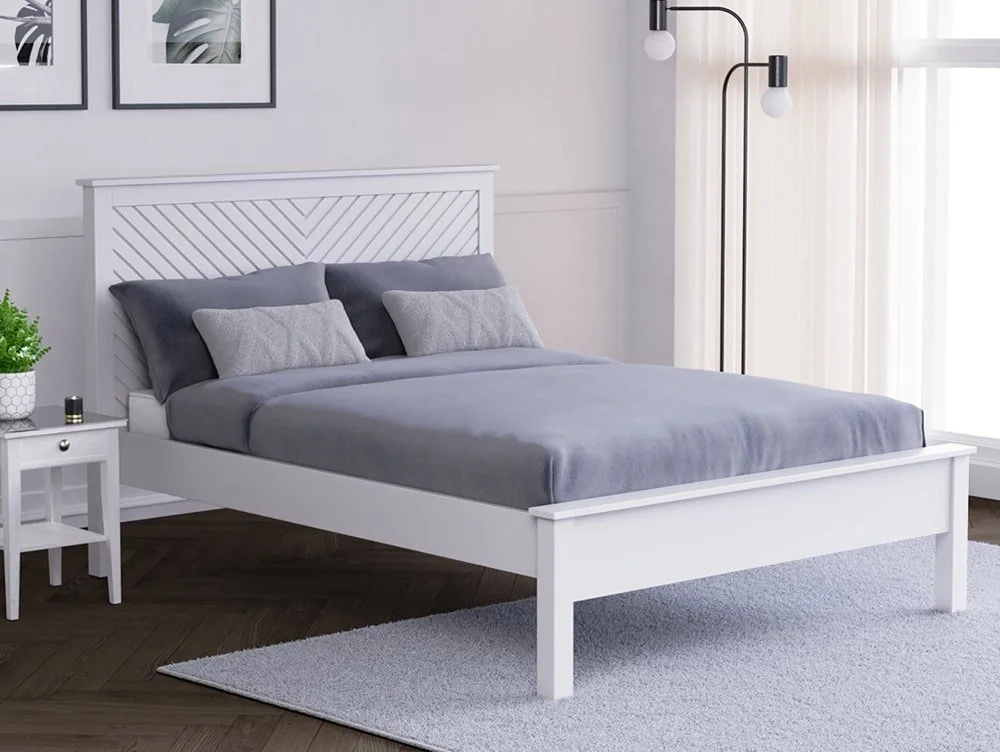 Kyoto Kyoto Chevron 4ft6 Double White Wooden Bed Frame