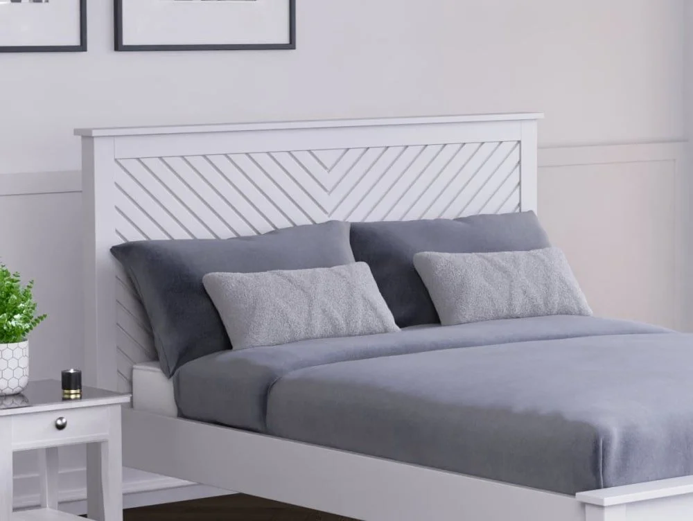 Kyoto Kyoto Chevron 5ft King Size White Wooden Bed Frame