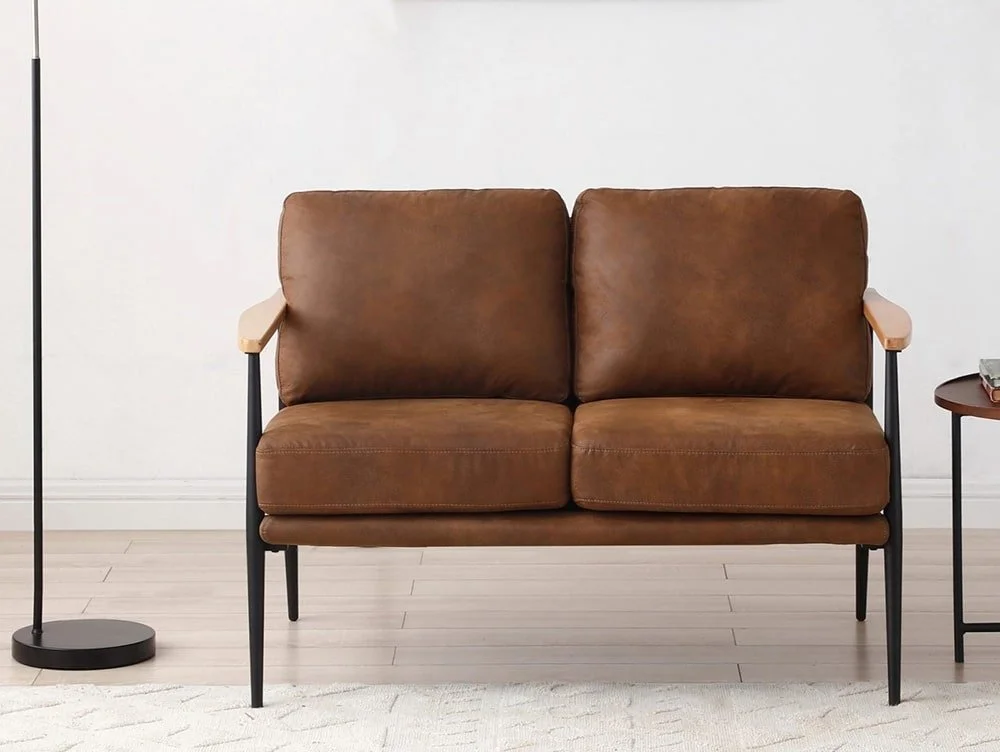 Kyoto Kyoto Bronx Brown Faux Leather 2 Seater Sofa