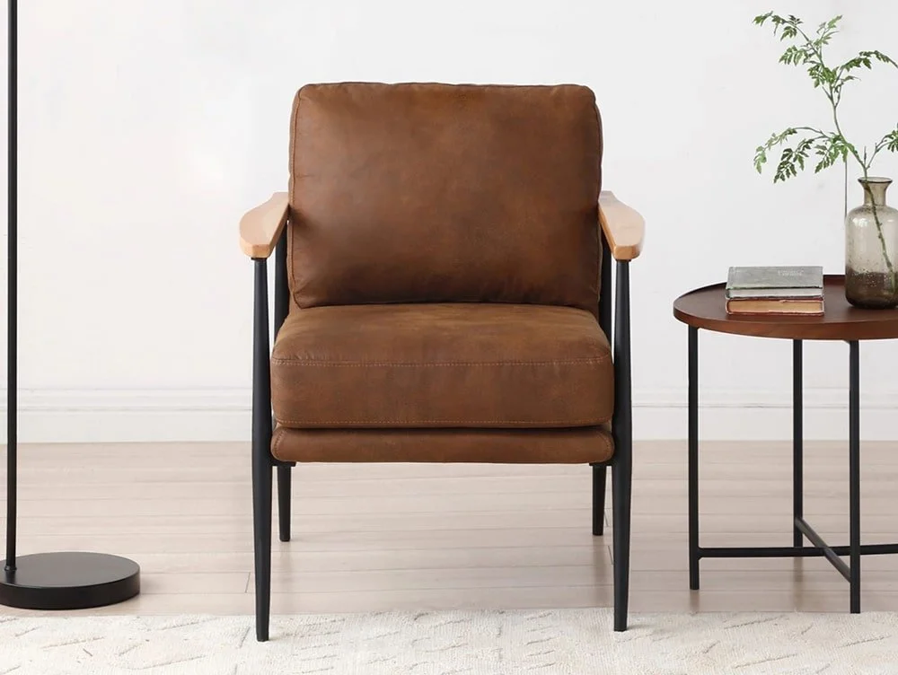 Kyoto Kyoto Bronx Brown Faux Leather Accent Chair