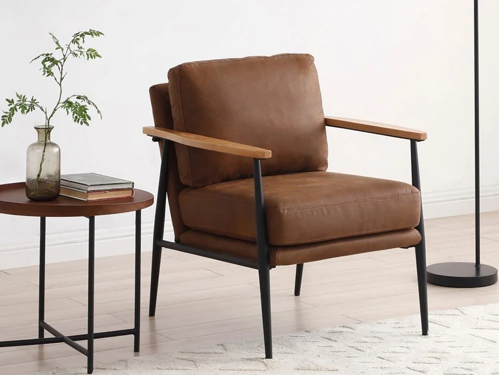 Kyoto Kyoto Bronx Brown Faux Leather Accent Chair