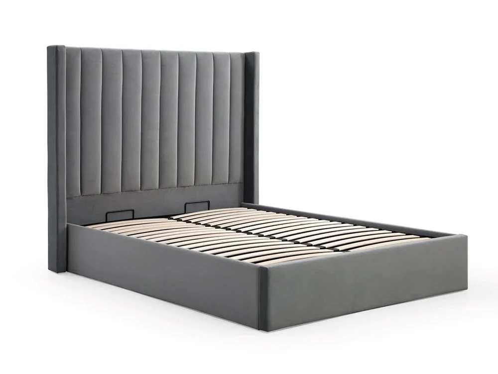 Kyoto Kyoto Emerson 5ft King Size Grey Velvet Ottoman Bed Frame