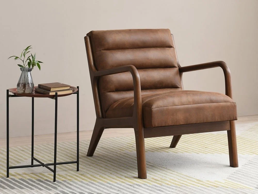 Kyoto Kyoto Inca Brown Faux Leather Accent Chair