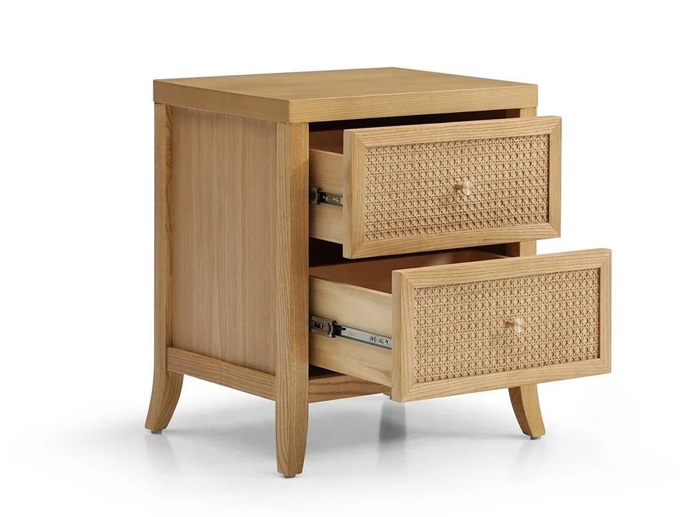 Kyoto Kyoto Zach Rattan and Oak 2 Drawer Bedside Table