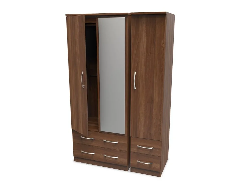 Welcome Welcome Avon 3 Door 4 Drawer Mirrored Triple Wardrobe (Assembled)