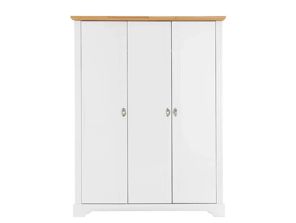 Seconique Clearance - Seconique Toledo White and Oak 3 Door Triple Wardrobe