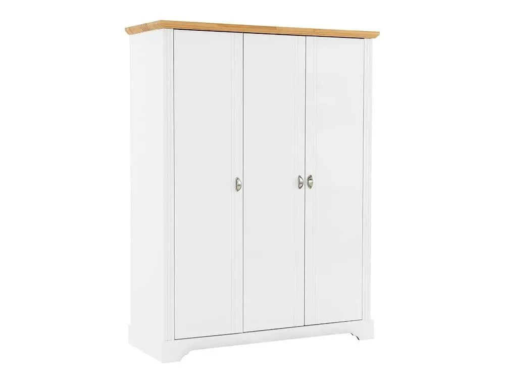 Seconique Clearance - Seconique Toledo White and Oak 3 Door Triple Wardrobe