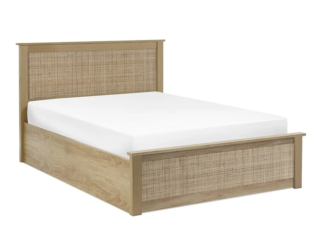 Julian Bowen Julian Bowen Padstow 4ft6 Double Rattan and Oak Wooden Ottoman Bed Frame