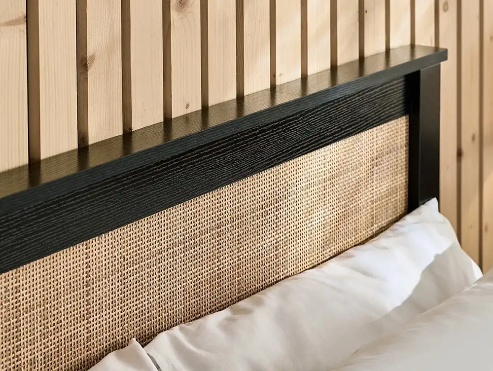 Julian Bowen Julian Bowen Padstow 4ft6 Double Rattan and Black Wooden Ottoman Bed Frame