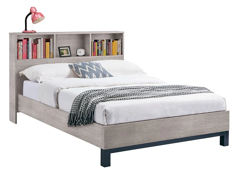 Julian Bowen Julian Bowen Bali Bookcase 5ft King Size Grey Wooden Bed Frame