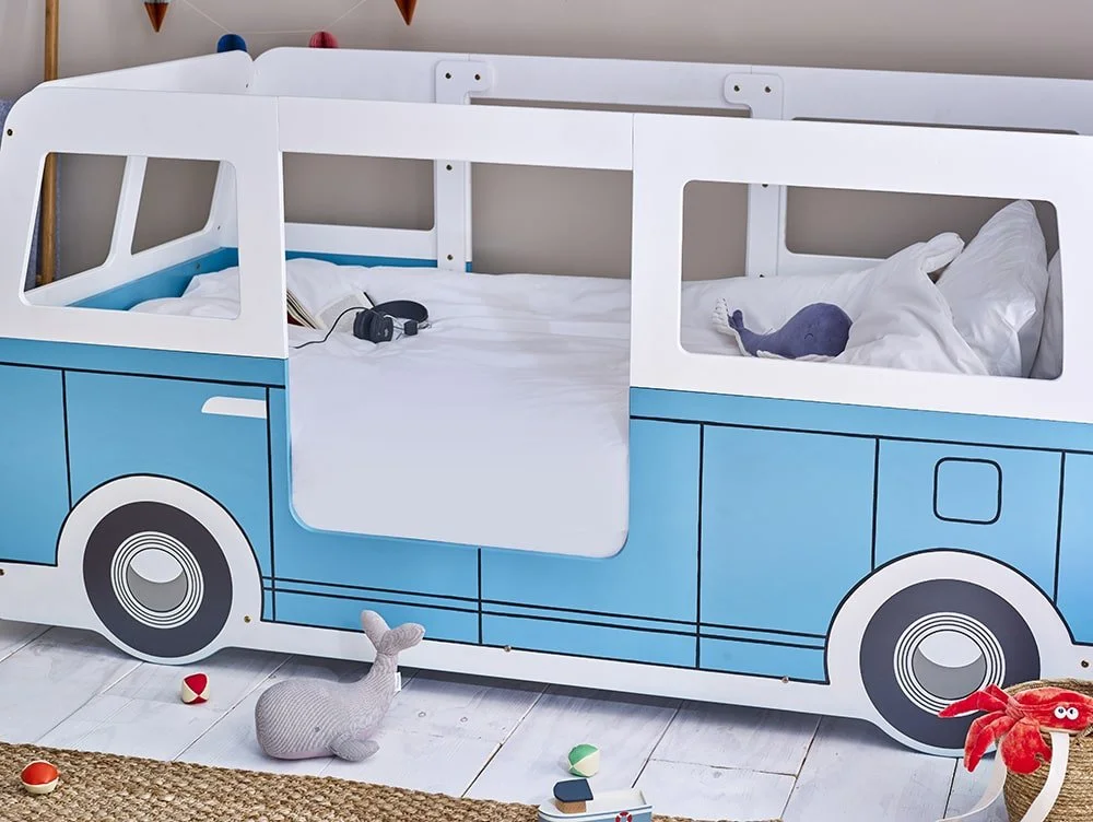 Julian Bowen Julian Bowen Campervan 3ft Single White and Blue Wooden Bed Frame