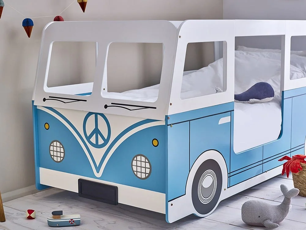 Julian Bowen Julian Bowen Campervan 3ft Single White and Blue Wooden Bed Frame