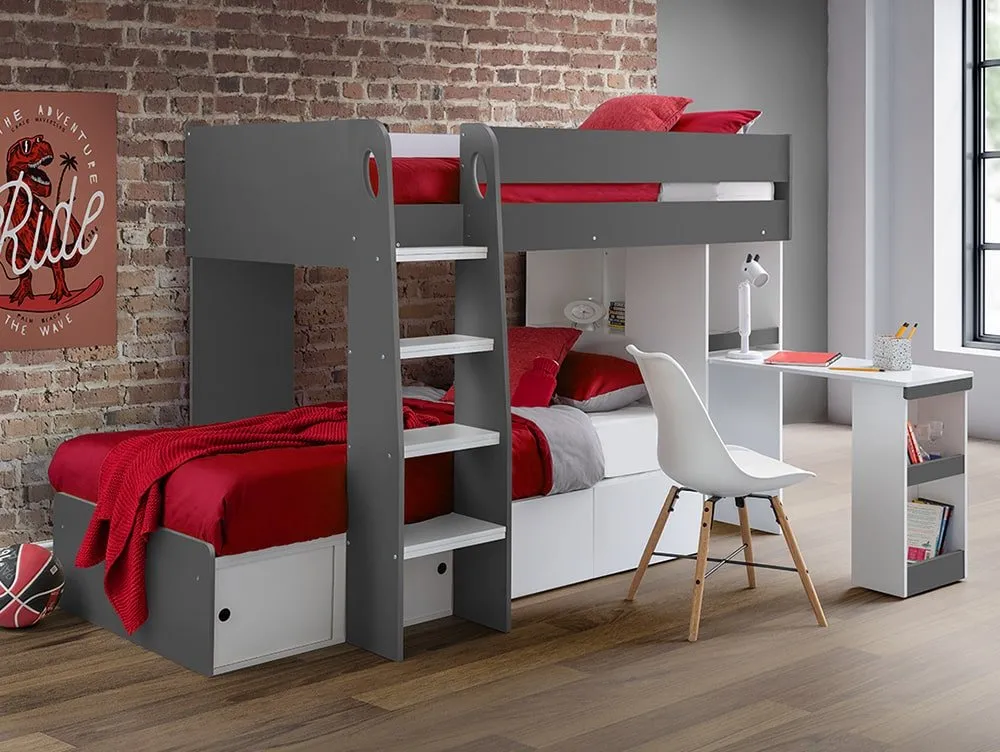 Julian Bowen Julian Bowen Eclipse 3ft Single Charcoal and White Wooden Bunk Bed Frame