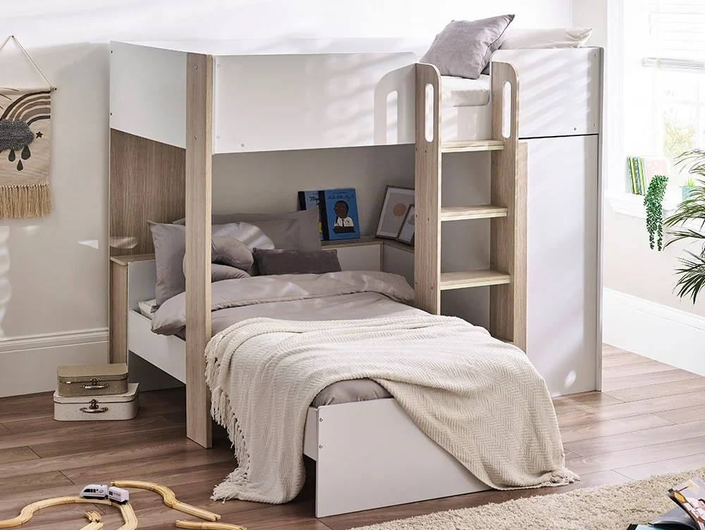 Julian Bowen Julian Bowen Horizon 3ft Single Light Wood and White Wooden Bunk Bed Frame