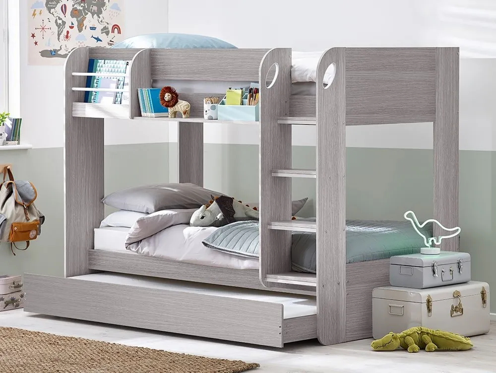 Julian Bowen Julian Bowen Mars 3ft Single Grey Oak Wooden Bunk and Underbed Frame