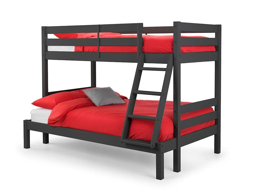 Julian Bowen Julian Bowen Merlin 3ft plus 4ft Anthracite Wooden Triple Bunk Bed Frame