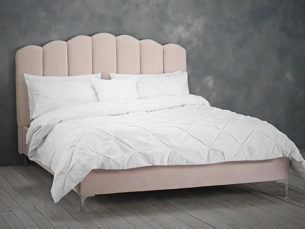 LPD Clearance - LPD Willow 5ft King Size Pink Velvet Fabric Bed Frame