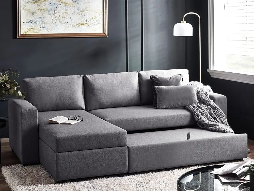 Julian Bowen Julian Bowen Angel Grey Linen Corner Sofa Bed