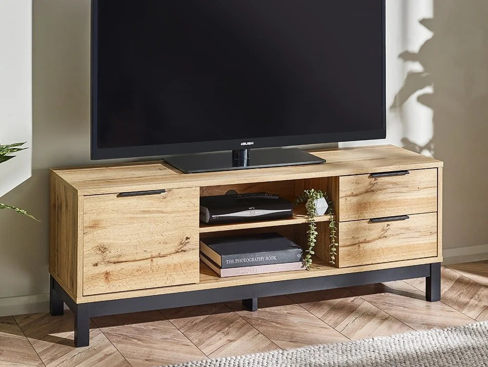 Julian Bowen Julian Bowen Bali Oak 1 Door 2 Drawer TV Cabinet