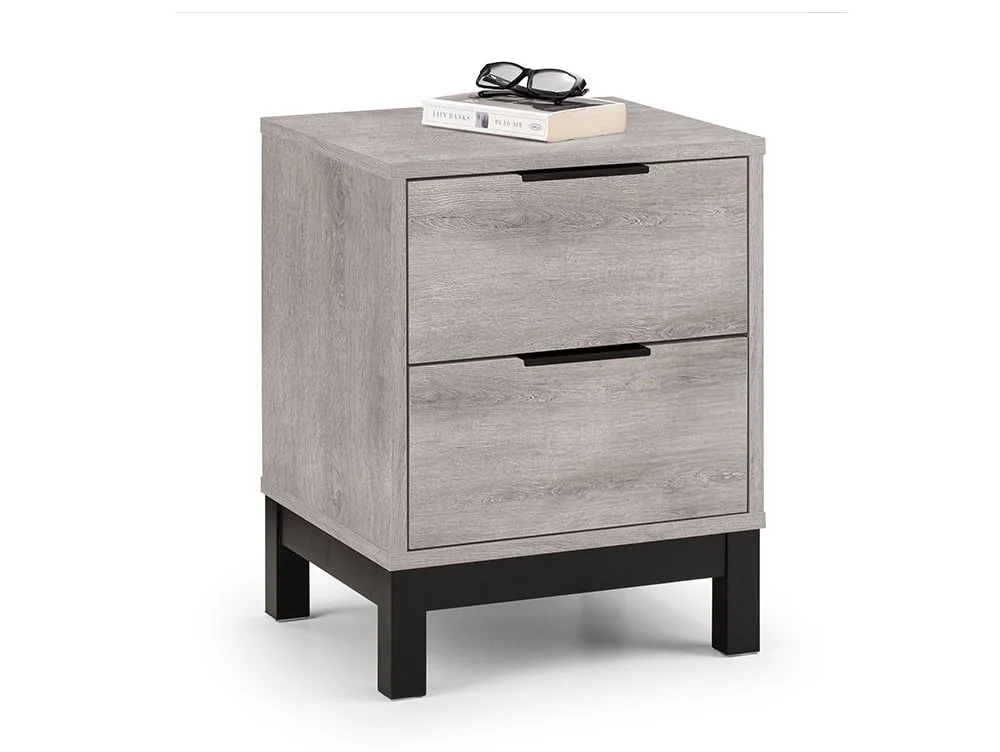 Julian Bowen Julian Bowen Bali Grey Oak 2 Drawer Bedside Table