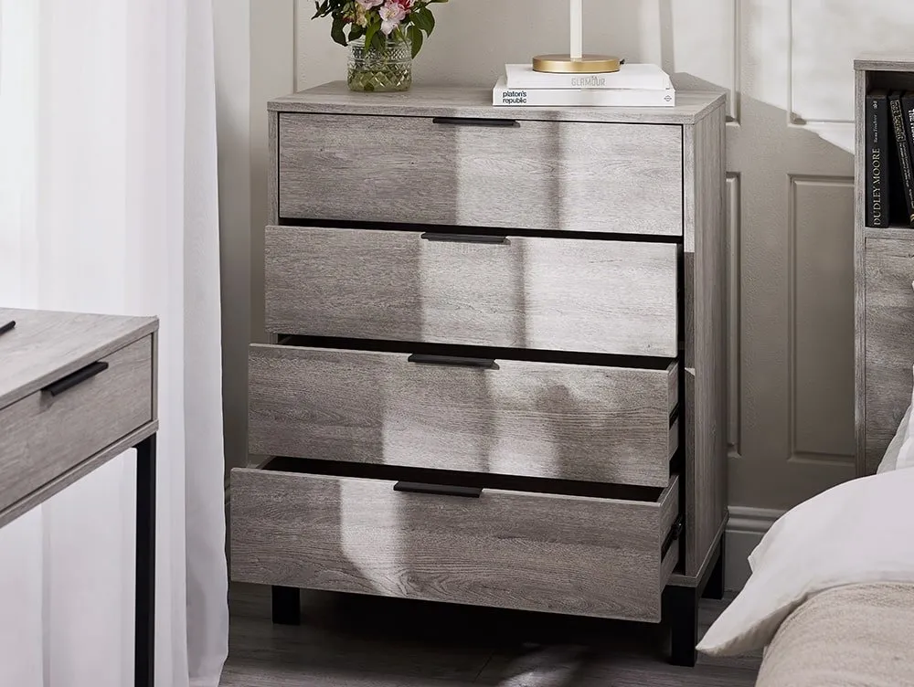 Julian Bowen Julian Bowen Bali Grey Oak 4 Drawer Chest of Drawers