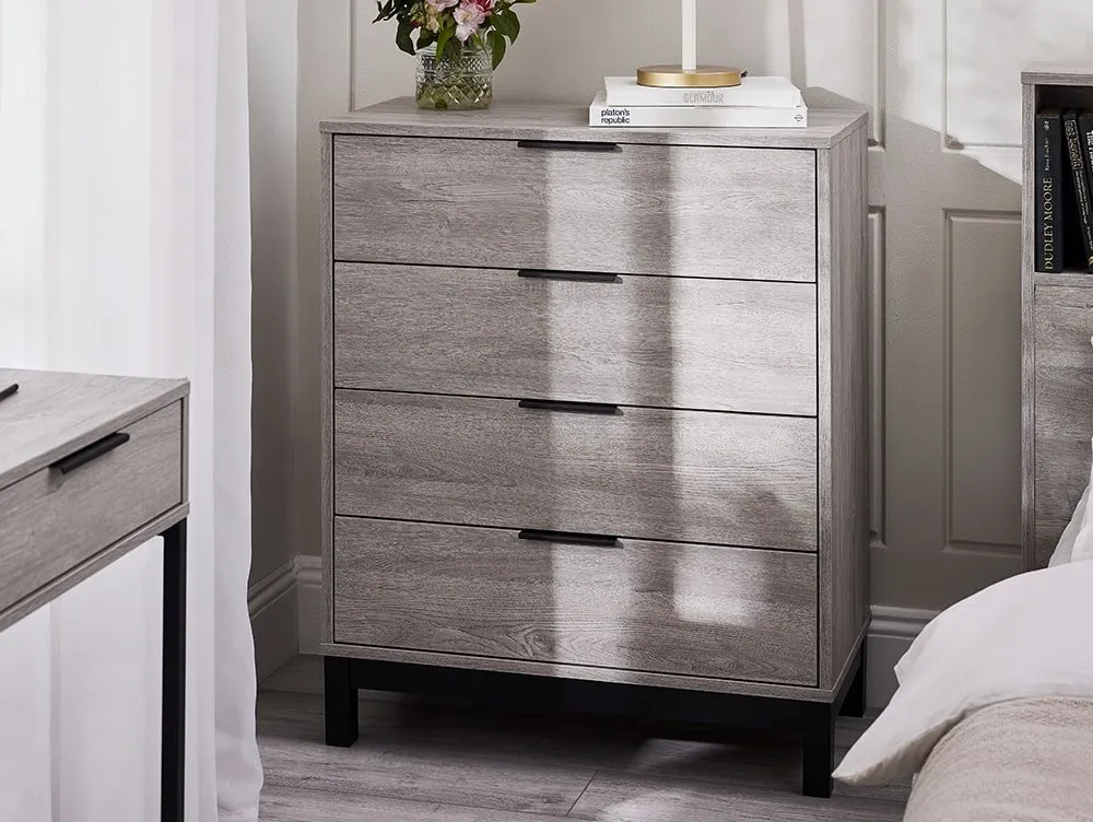 Julian Bowen Julian Bowen Bali Grey Oak 4 Drawer Chest of Drawers