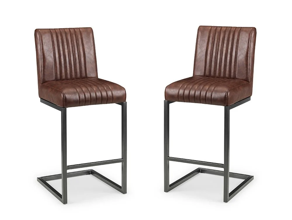 Julian Bowen Julian Bowen Brooklyn Set of 2 Brown Faux Leather Bar Stools