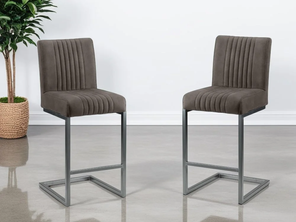 Julian Bowen Julian Bowen Brooklyn Set of 2 Charcoal Grey Faux Suede Bar Stools