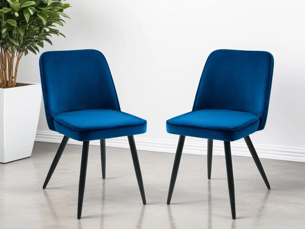 Julian Bowen Julian Bowen Burgess Set of 2 Blue Velvet Dining Chairs