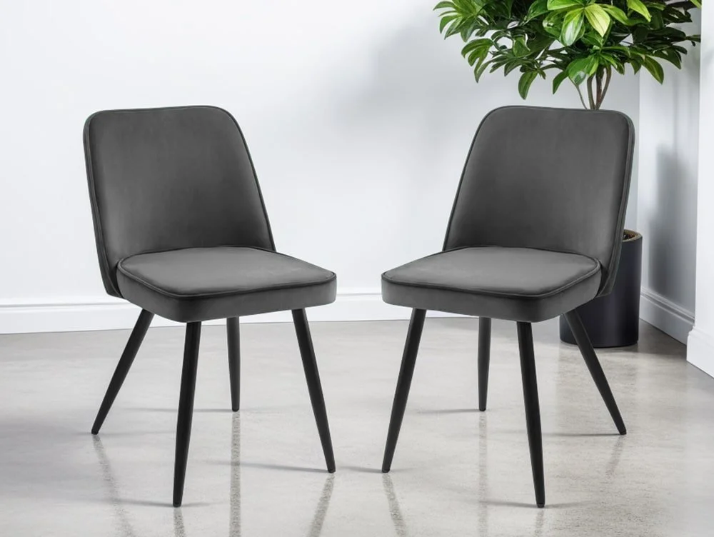 Julian Bowen Julian Bowen Burgess Set of 2 Grey Velvet Dining Chairs