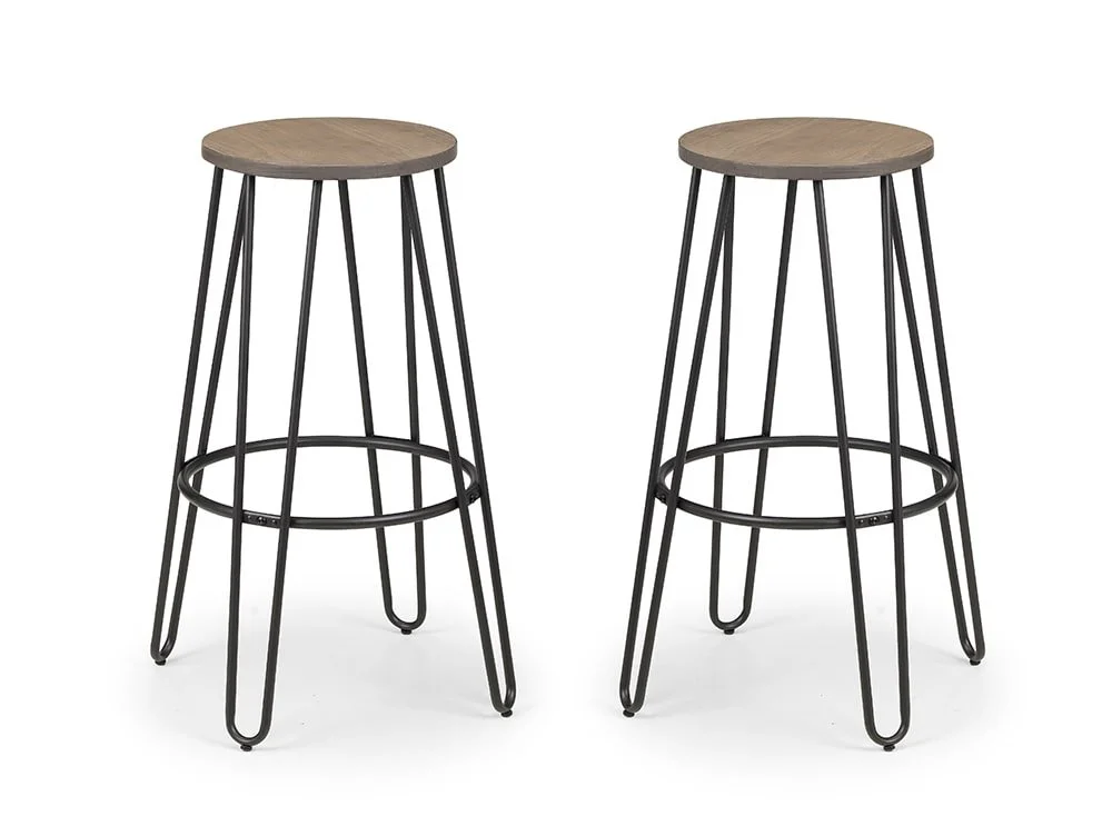 Julian Bowen Julian Bowen Dalston Set of 2 Mocha Elm and Black Bar Stools