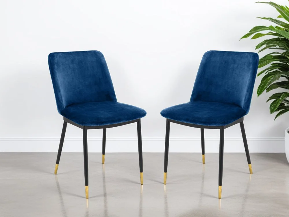 Julian Bowen Julian Bowen Delaunay Set of 2 Blue Velvet Dining Chairs