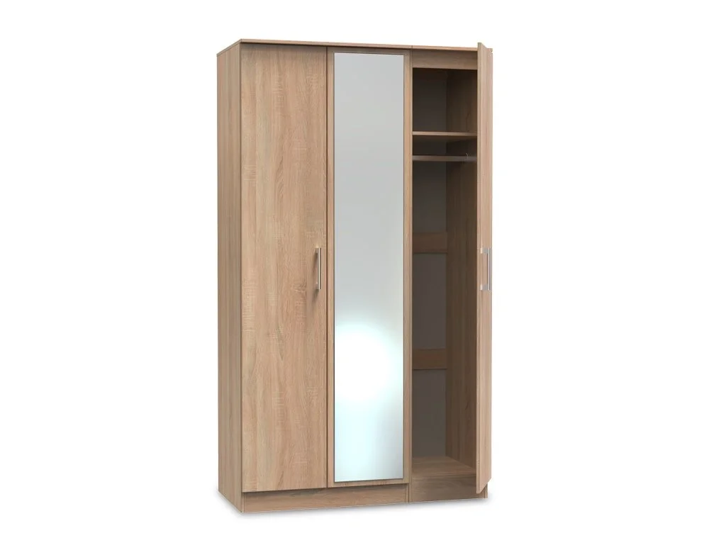 Welcome Welcome Devon 3 Door Tall Mirrored Triple Wardrobe (Assembled)