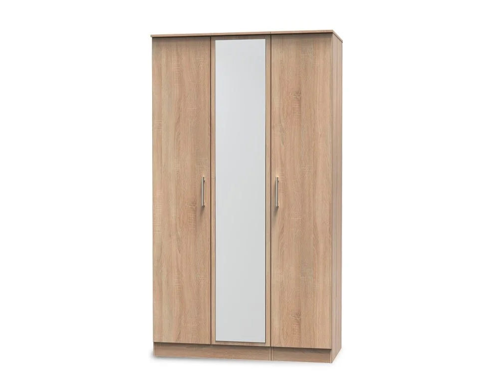 Welcome Welcome Devon 3 Door Tall Mirrored Triple Wardrobe (Assembled)