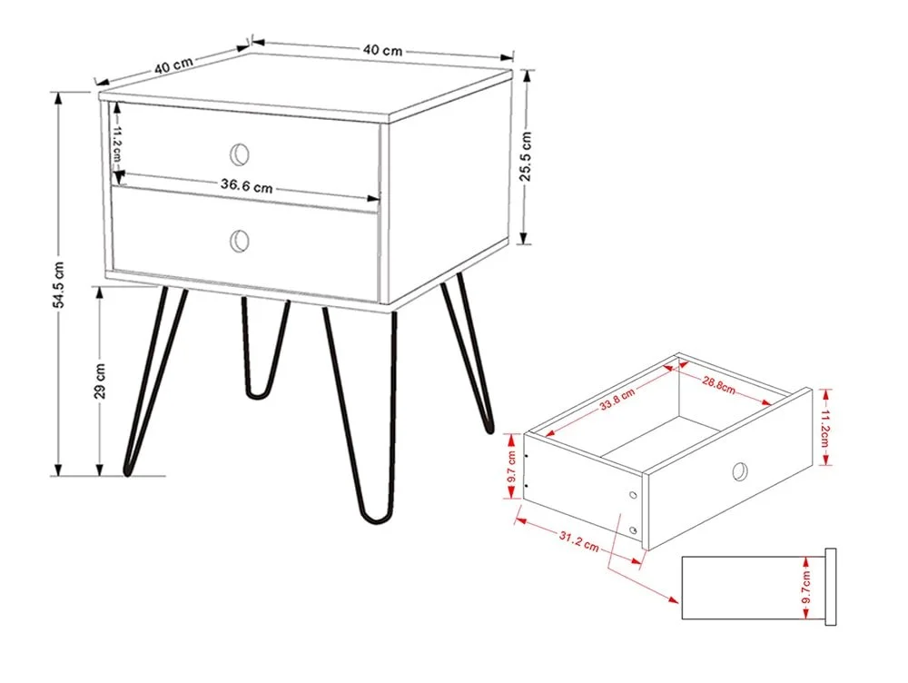 Core Products Core Options Telford White 2 Drawer Bedside Table