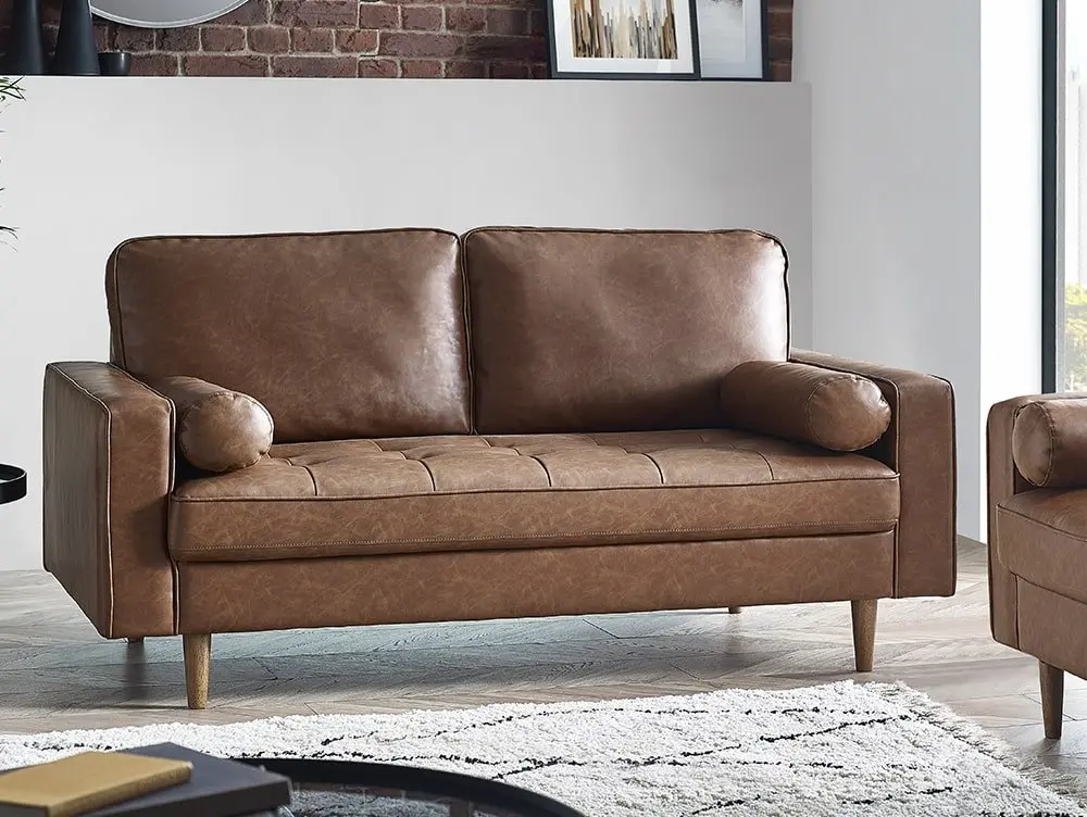 Julian Bowen Julian Bowen Henley Brown Faux Leather 3 Seater Sofa