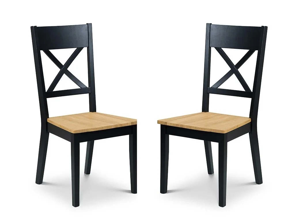 Julian Bowen Julian Bowen Hockley Set of 2 Black and Light Oak Dining Chairs