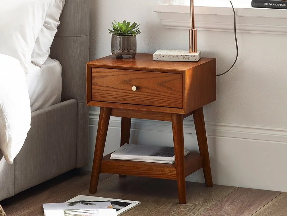 Julian Bowen Julian Bowen Lowry Cherry Ash 1 Drawer Bedside Table