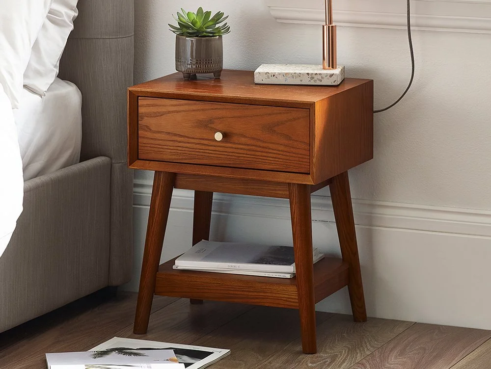 Julian Bowen Julian Bowen Lowry Cherry Ash 1 Drawer Bedside Table