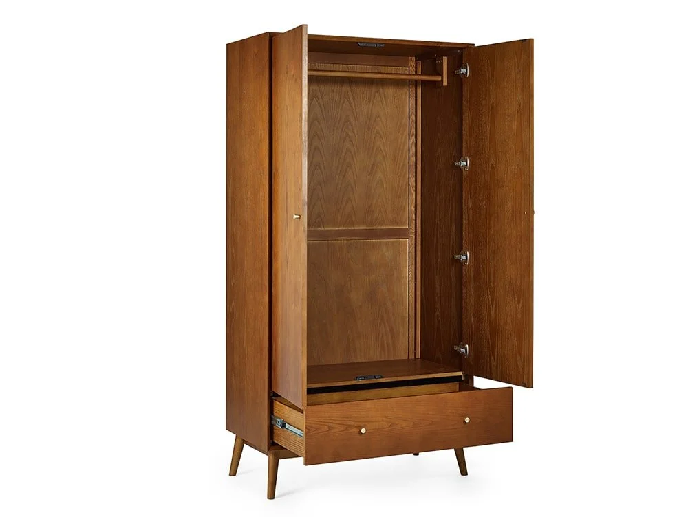 Julian Bowen Julian Bowen Lowry Cherry Ash 2 Door 1 Drawer Wardrobe