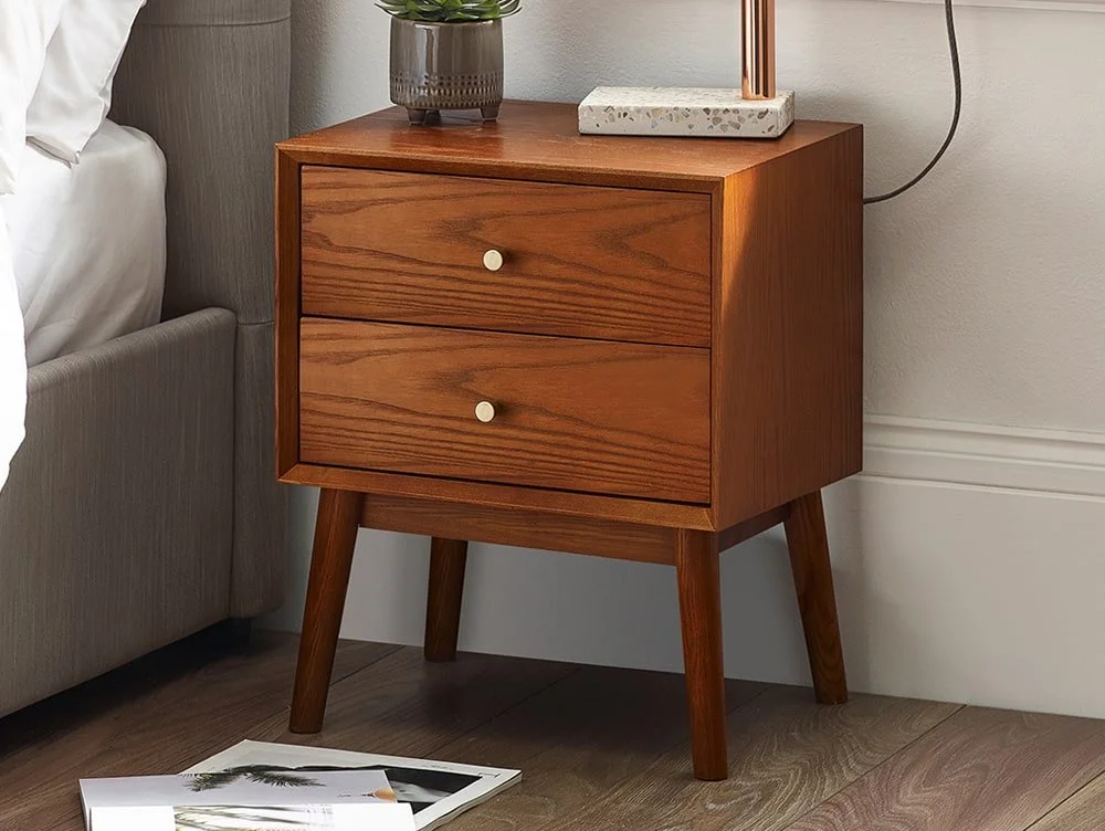 Julian Bowen Julian Bowen Lowry Cherry Ash 2 Drawer Bedside Table